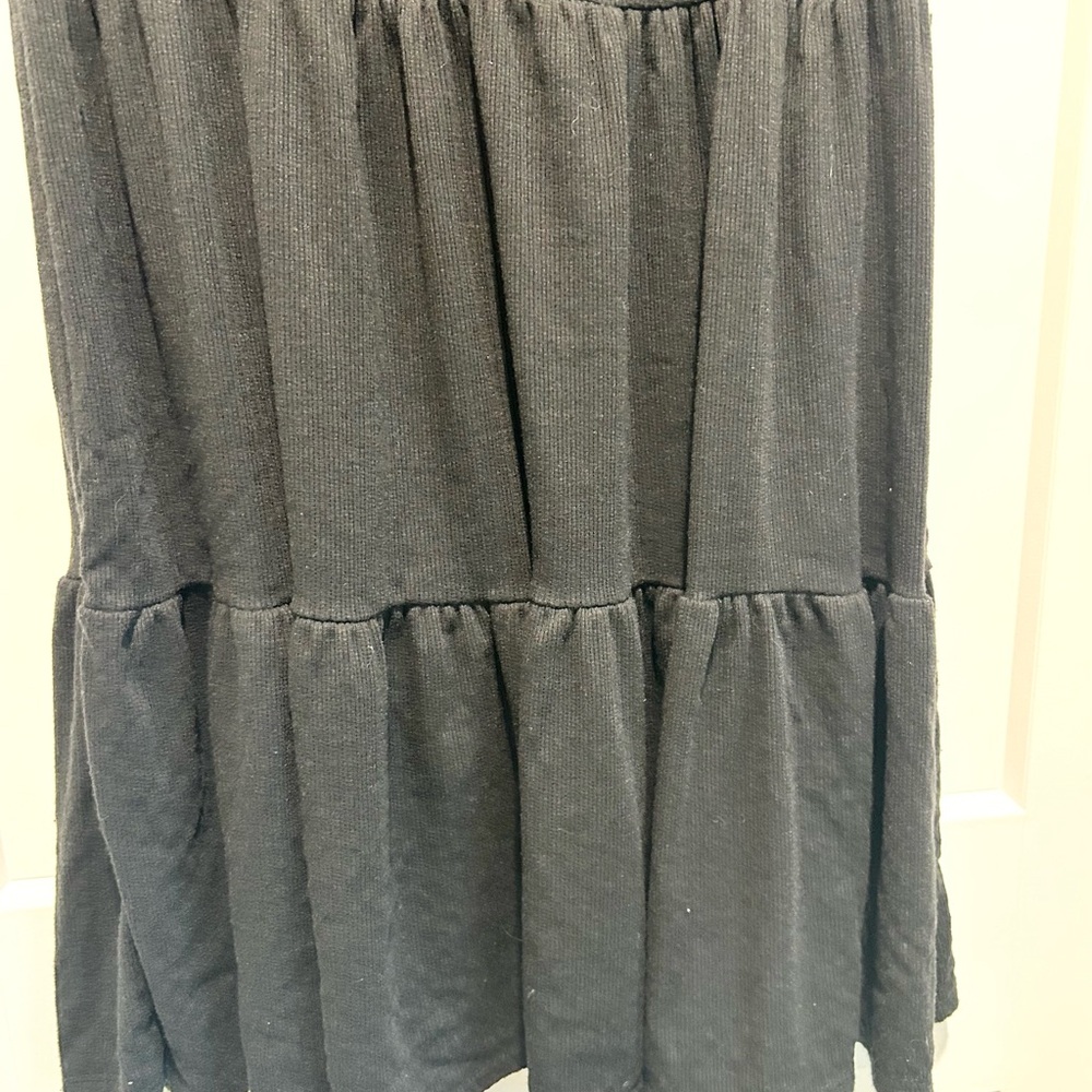 See You Monday Black Babydoll Mini Dress L Tiered Travel Everyday Athleisure - Picture 6 of 8